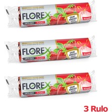 Florex 40 Litre Büzgülü Çilek Kokulu Çöp Torbası Poşeti  55 x 60 cm  10 Adetlik 3 Rulo