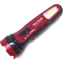 Toptan Bulurum Gold Silver GS-4511 1 Watt+1 Watt Cob Led'li Şarjlı El Feneri