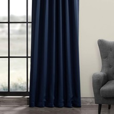 Evdepo Home Taç Lacivert Karartma Blackout Fon Perde, 1/3 Sık Pile, Tek Kanat, 100 x 250 cm
