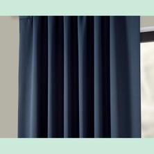 Evdepo Home Taç Lacivert Karartma Blackout Fon Perde, 1/3 Sık Pile, Tek Kanat, 100 x 250 cm