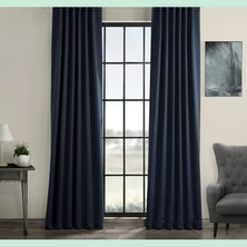 Evdepo Home Taç Lacivert Karartma Blackout Fon Perde, 1/3 Sık Pile, Tek Kanat, 50 x 270 cm
