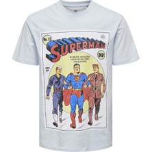 Only & Sons O Yaka Baskılı Mavi Erkek T-Shirt 22026069_ONSWB Reg Ss Tee