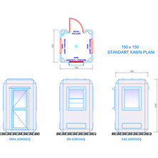 Karmod 150X150 Taçlı Polyester Kabin - Mavi