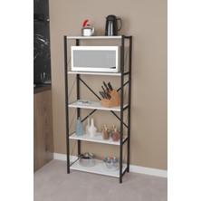 Furnature Design Beyaz Metal Mutfak Rafı 5 Raflı Mikrodalga Fırın Dolabı Klasik Suntalam Malzeme