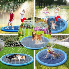 Beautifyy 190X190CM Büyük Köpek Sprinkler Mat Oyun Soğutma Mat Pet Yüzme Havuzu Şişirilebilir Mat (Yurt Dışından)