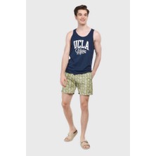 Ucla Pebble Lacivert Sıfır Kol Oversize Baskılı Erkek Tshirt
