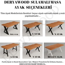 Deryawood Masif Ahşap Laurus Sulamalı Mutfak Masası Beyaz Ayak  85*160*76CM