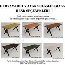 Deryawood Masif Ahşap Laurus Sulamalı Mutfak Masası Beyaz Ayak  85*160*76CM