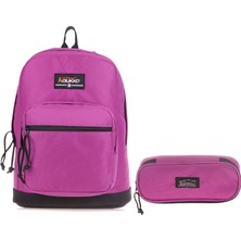 Kaukko Mürdüm Üç Bölmeli Okul Günlük Sırt Çantası ve Kalemlik Seti (Kız)