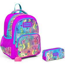 Coral High Pembe Denizatı Kız Çocuk Ilkokul Sırt Çantası ve Kalemlik Seti