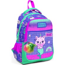 Coral High Üç Gözlü Kız Çocuk Ilk ve Orta Okul Çantası - Mor Pembe Unicorn