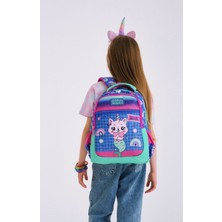 Coral High Üç Gözlü Kız Çocuk Ilk ve Orta Okul Çantası - Mor Pembe Unicorn
