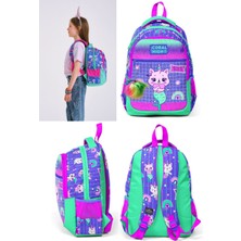 Coral High Üç Gözlü Kız Çocuk Ilk ve Orta Okul Çantası - Mor Pembe Unicorn