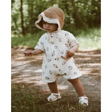 Mells Baby Organik %100 Pamuk Elma Desenli Müslin Tulum