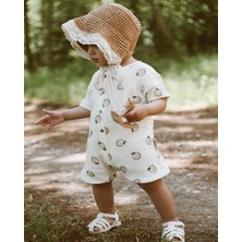 Mells Baby Organik %100 Pamuk Elma Desenli Müslin Tulum