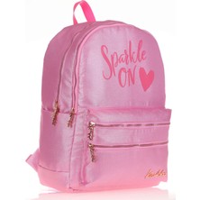 Kaukko Sparkle Pembe Okul Sırt Çantası - Simli Kumaş - Ortaokul Lise Günlük
