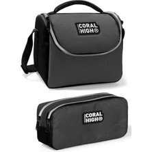 Coral High Siyah-Gri Erkek Çocuk Beslenme Çantası Seti