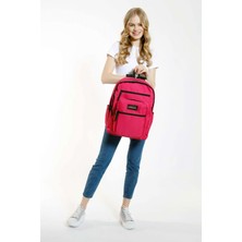 Kaukko Full Pocket Okul ve Günlük Sırt Çantası - Fuşya
