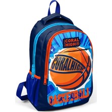 Coral High Lacivert Basketbol Desenli Ilkokul ve Ortaokul Sırt Çantası Üç Bölmeli Erkek Çocuk