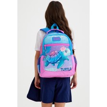 Coral High Kız Çocuk Ilkokul ve Ortaokul Sırt Çantası - Mavi Pembe Kaplumbağa