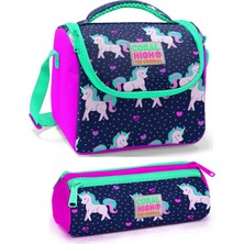 Coral High Kız Çocuk Mor Pembe Unicorn Beslenme Çantası Seti