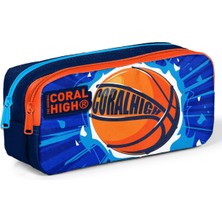 Coral High Iki Bölmeli Erkek Çocuk Lacivert Turuncu Basketbol Kalem Çantası Kalemlik