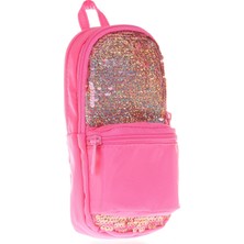 Kaukko Magical Kız Çocuk Pullu Pembe Üç Bölmeli Kalem Çantası - Çanta Şekilli