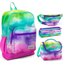 Coral High Renkli Boyama Üçlü Okul Çantası ve Bel Çantası Seti