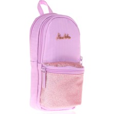 Kaukko Magical Kız Çocuk Simli Lila Üç Bölmeli Kalem Çantası - Çanta Şekilli