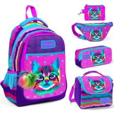 Coral High Mor Pembe Kedi Beşli Okul ve Günlük Çanta Seti - Kız Çocuk