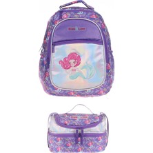 Kaukko Kids&love 2 Li Set Aynalı-Simli Mermaid Sırt Çantası ve Beslenme Çantası