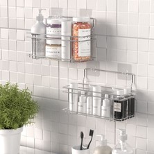 Tekno-tel Yapışkanlı 2 Adet Banyo & Mutfak Rafı Krom ST320