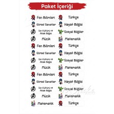 Msticker Okul Ders Etiketi Marvel Temalı 26 Adet 8 cm Okul Ders Etiketi