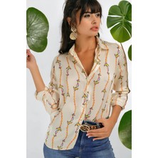 New Laviva Kadın Zincir Uzun Kol Regular Kesim Gömlek