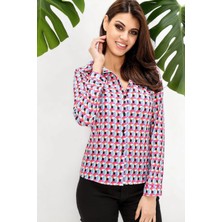 New Laviva Kadın Geometrik Uzun Kol Gömlek