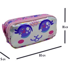 Muggle Bunny Pembe 2 Gözlü Kalemlik Çantası Su Geçirmez Kaliteli Dış Kumaş 20x10x5 cm