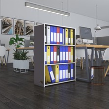 Kenzlife klasörlük raflı ilkutay gri 105*80*30 kitaplık ofis arkalıksız
