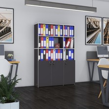 Kenzlife klasör dolabı kilitli alpdem gri 175*120*30 klasörlük kitaplık ofis arkalıksız