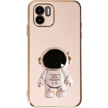 Gpack Xiaomi Redmi A1 Kılıf Kamera Korumalı Astronot Desenli Standlı Silikon Pembe