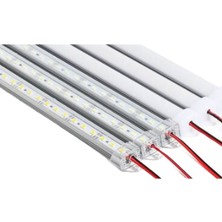 Hazar Led 12 Volt Alüminyum Kasalı 5730 Ledli Çubuk Led Bar Soğuk Beyaz 10000-15000K Şeffaf Cam