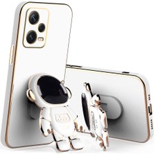 Case Street Casestreet Xiaomi Poco X5 5g Kılıf Kamera Korumalı Astronot Desenli Standlı Silikon Beyaz