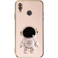 Dlrcase Huawei Y6 2019 Kılıf Kamera Korumalı Astronot Desenli Standlı Silikon Pembe