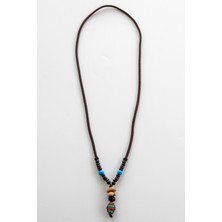 Lila Rosa Doğal Taşlı Otantik Hint Kolye