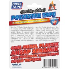 Boss Tape Çift Taraflı Yüksek Isıya Dayanıklı Polyester Bant En:15mm Boy:5mt