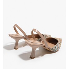 Nişantaşı Shoes Ponnie Renkli Hasır Sivri Burun Kadın Topuklu Ayakkabı