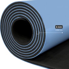 Rebuwo Çizgi Tasarımlı 5mm Ekstra Kaydırmaz Doğal Kauçuk Yoga Matı Pilates Mat Mavi