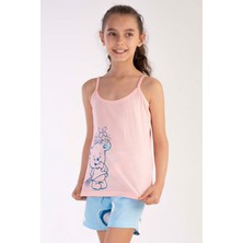 Vienetta Pamuklu Kız Çocuk Ip Askılı Şortlu Pijama Takım

