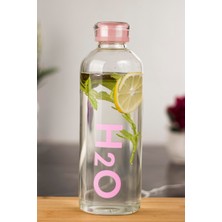 EW's Kitchenware H2O Borosilikat Cam Matara Vakum Kapaklı Su Şişesi Suluk Pembe 1000 ml