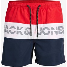 Jack & Jones Jpstfiji Jjswim Colorblock Sn Kırmızı Erkek Deniz Şortu 12227260-Chine