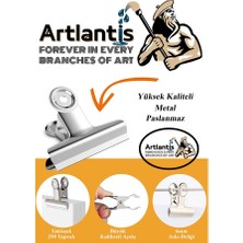 Artlantis Yaylı Askılı Maşa Klips 64 mm 12 Adet Metal Beyaz Kıskaç 140 Yaprak Kapasiteli Pürüzsüz Mandal Kıskac